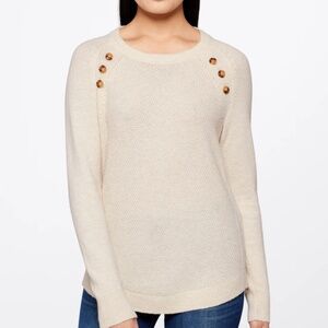 Janice Textured Button Detail Raglan Sleeve Sweater Size M